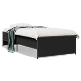 Vidaxl bedframe bewerkt hout en metaal zwart 90x190 cm