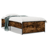 Vidaxl bedframe bewerkt hout en metaal gerookt eikenkleurig 90x190 cm