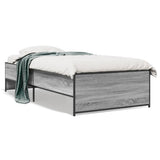 Vidaxl bedframe bewerkt hout en metaal grijs sonoma eiken 90x190 cm