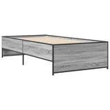 Vidaxl bedframe bewerkt hout en metaal grijs sonoma eiken 90x190 cm