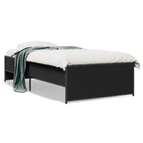 Vidaxl bedframe bewerkt hout en metaal zwart 75x190 cm