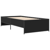 Vidaxl bedframe bewerkt hout en metaal zwart 75x190 cm