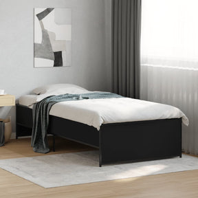 Vidaxl bedframe bewerkt hout en metaal zwart 75x190 cm