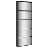 Vidaxl Shoe Cabinet med spejl 5-lag 63x17x169,5 cm sort