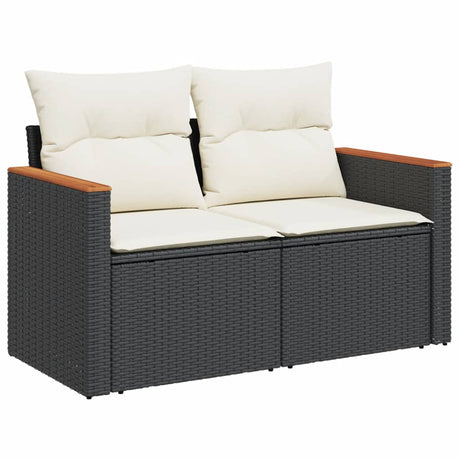 Vidaxl 3-delige loungeset met kussens poly rattan zwart