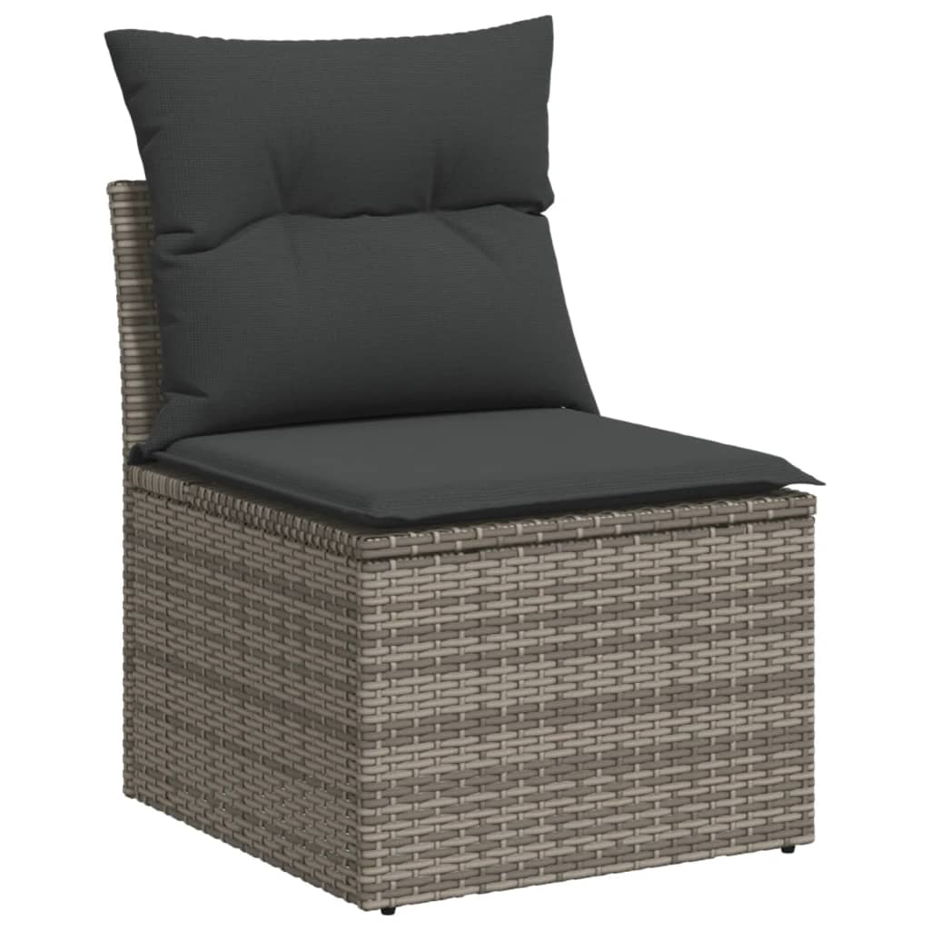 Vidaxl 3-delige loungeset met kussens poly rattan grijs