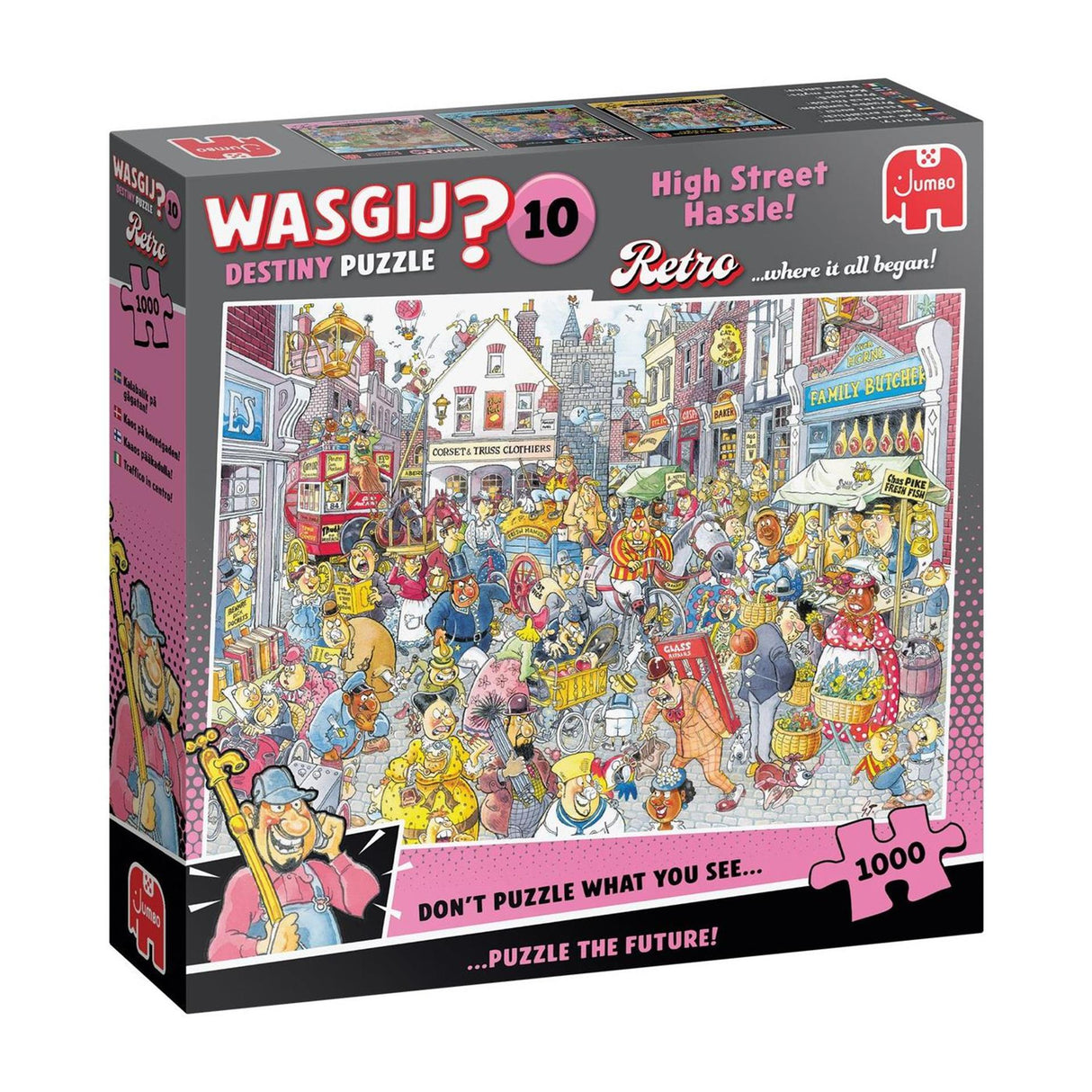 Jumbo wasgij retro destiny 10 - chaos in de winkelstraat! - 1000 stukjes puzzel - legpuzzel voor volwassenen