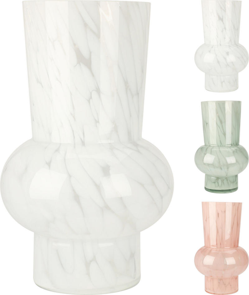 Vaas marmer glas 16x26cm - assorti kleur