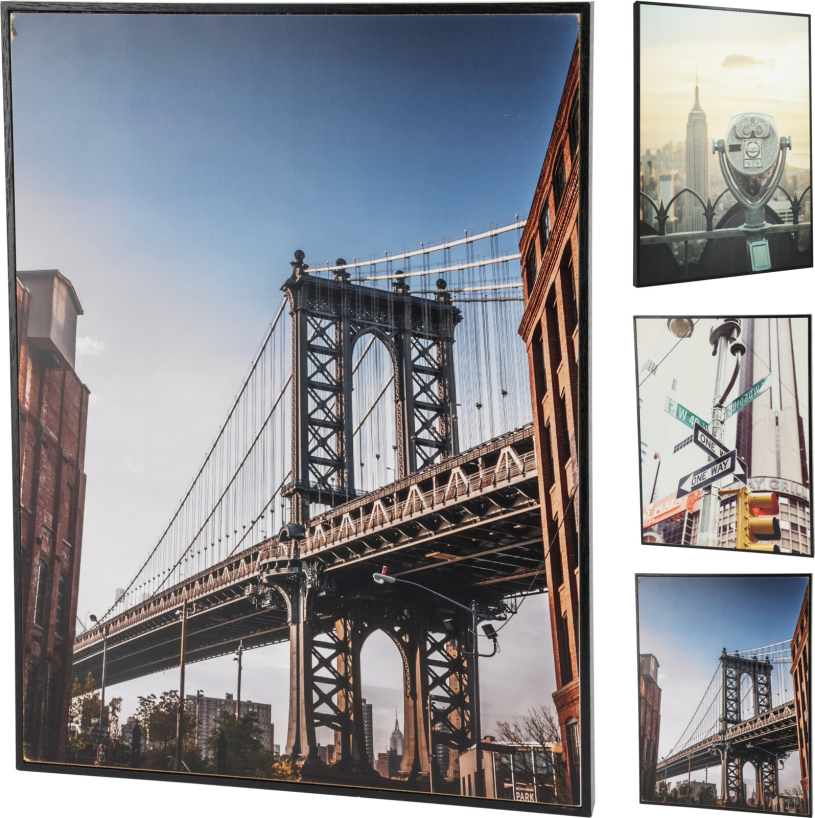 Wanddeco mdf in frame 28x38cm new york assorti
