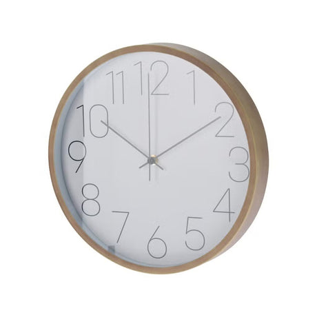 Overige merken wandklok houtlook 30.5x4 cm wit hout