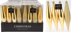 Kerstbal onbreekbaar kegel 15cm 4 stuks - goud
