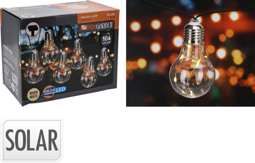 Feestverlichting solar 10 lamps clear
