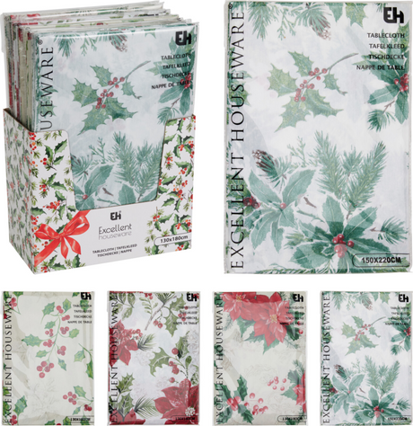 Tafelkleed flanel 180x130cm kerst traditioneel assorti