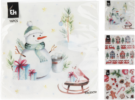 Servetten kerst iii 33x33cm