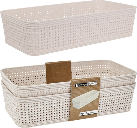 Opbergmandje ratan sand - 253x133x60mm set 2 stuks