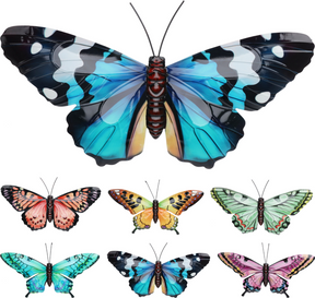 Muurdecoratie vlinder metaal 45x28cm assorti