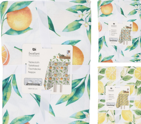 Tafelkleed fruits linnen look 180x130cm