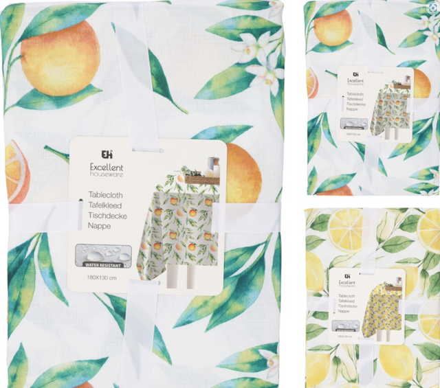Tafelkleed fruits linnen look 180x130cm