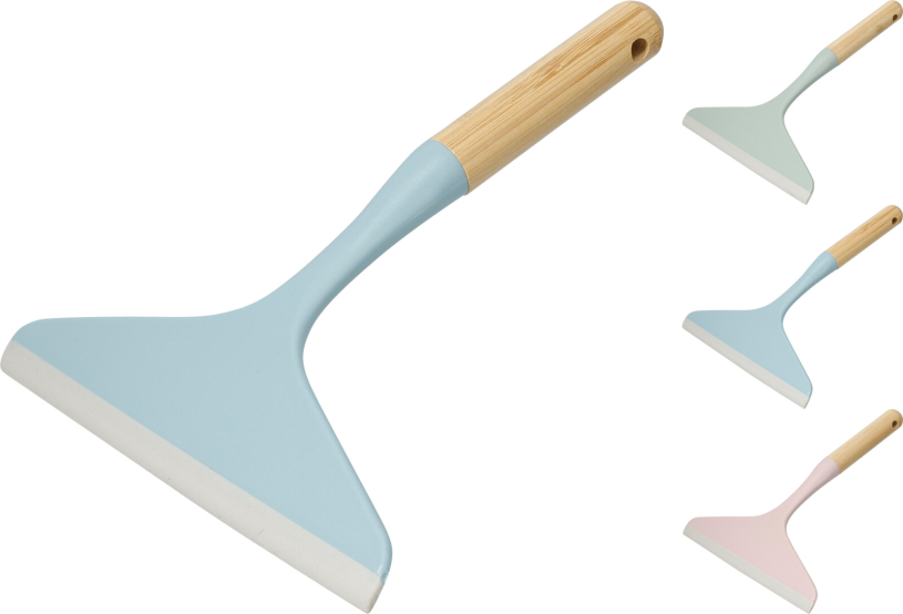 Raamwisser met bamboe handgreep - pastel 3 assorti