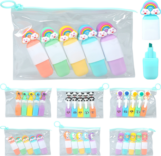 Higlighters mini set 5 stuks assorti
