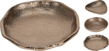 Schaaltje aluminium goud 9cm 3 assorti