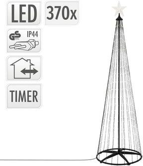 Excellent houseware decoratie led boom + ster 370 led #039;s 210 cm extra warm wit zwart