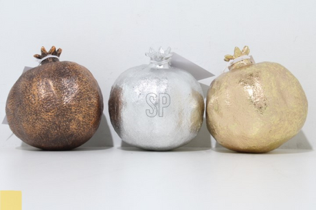 Deco granaatappel 11cm 3 assorti