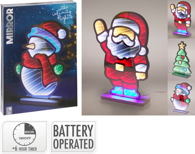 Ty infini spiegel kerstfiguren met led 18x28cm 3 assorti