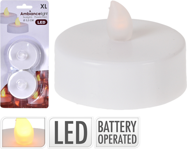 Maxi theelicht led 2 stuks op kaart