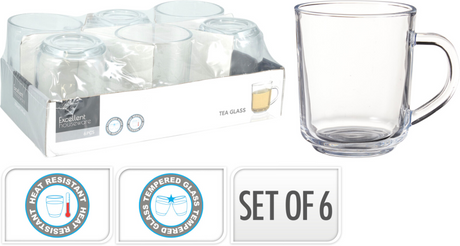 Theeglas 220ml set 6 stuks