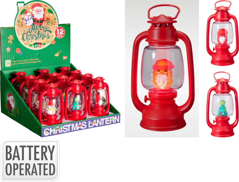 Lantaarn kerst 178mm 3 assorti