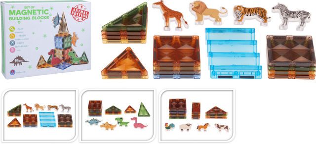 Magnetic tegels bouwstenen animals 18-delig assorti