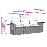 Vidaxl 3-delige loungeset met kussens poly rattan grijs