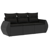 Vidaxl 3-delige loungeset met kussens poly rattan zwart