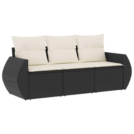 Vidaxl 3-delige loungeset met kussens poly rattan zwart
