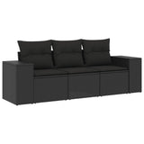 Vidaxl 3-delige loungeset met kussens poly rattan zwart