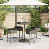 Vidaxl 5-delige tuinbarset met kussens poly rattan grijs