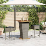 Vidaxl 3-delige tuinbarset met kussens poly rattan grijs