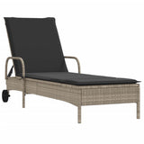 Vidaxl ligstoelen 2 st met kussen poly rattan lichtgrijs