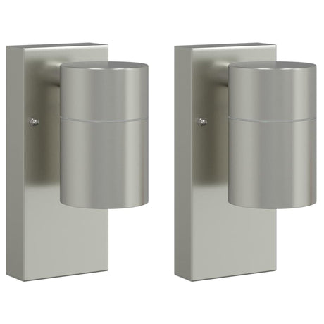 Vidaxl buiten wandlamp 2 pcs zilver 6,5 x 10,5 x 16 cm rvs en glas