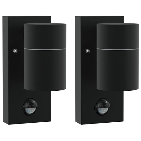 Vidaxl buiten wandlamp 2 pcs zwart 6,5 x 10,5 x 16 cm rvs en glas