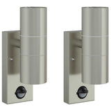 Vidaxl buiten wandlamp 2 pcs zilver 7 x 10 x 22 cm rvs en glas
