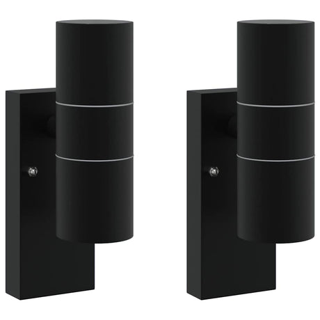 Vidaxl buiten wandlamp 2 pcs zwart 7 x 10 x 22 cm rvs en glas