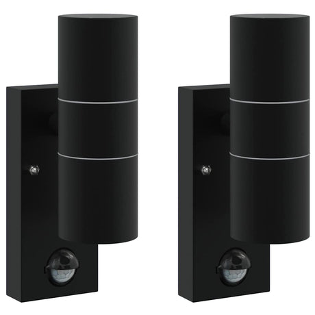Vidaxl buiten wandlamp 2 pcs zwart 7 x 10 x 22 cm rvs en glas