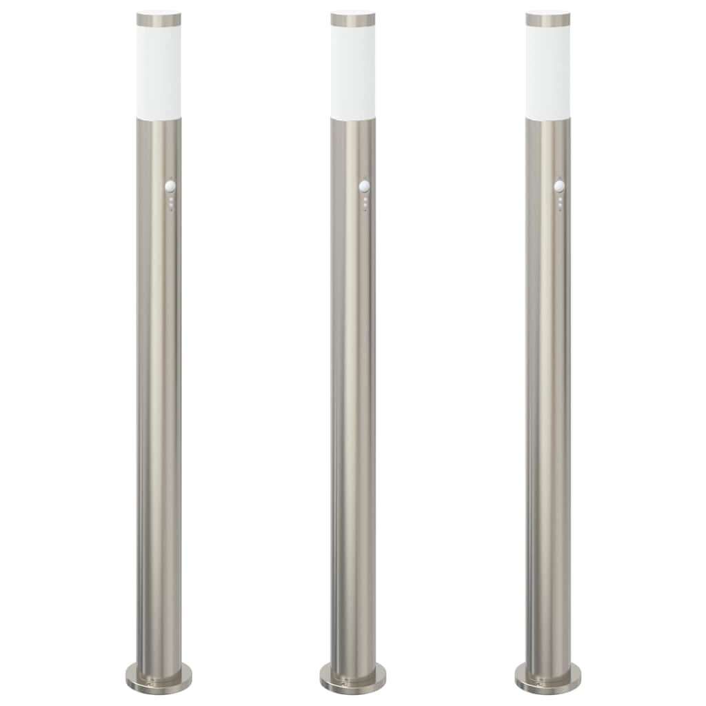 Vidaxl bolderverlichting met sensor 3 stuks 110 cm rvs ip44