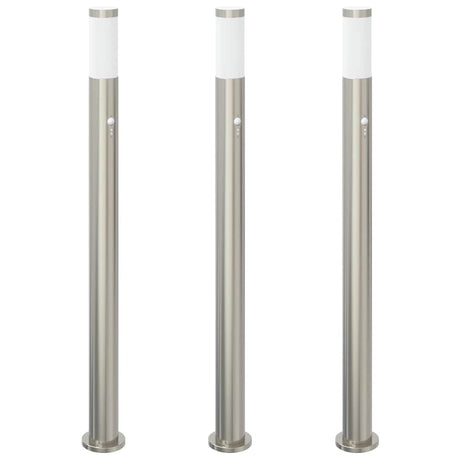 Vidaxl bolderverlichting met sensor 3 stuks 110 cm rvs ip44