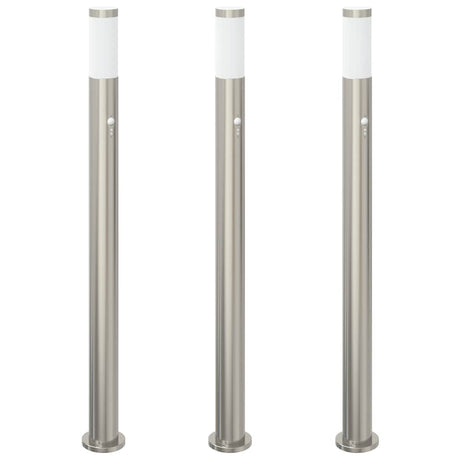 Vidaxl bolderverlichting met sensor 3 stuks 110 cm rvs ip44