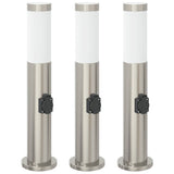 Vidaxl bolderverlichting met stopcontact 3 stuks 50 cm roestvrij staal ip44