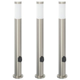 Vidaxl bolderverlichting met stopcontact 3 stuks 80 cm roestvrij staal ip44