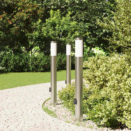 Vidaxl bolderverlichting met stopcontact 3 stuks 80 cm roestvrij staal ip44